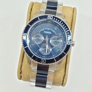 Unique Blue and Clear Fossil Boyfriend Watch